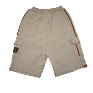 Vintage Polo Sport '67 Ralph Lauren Boys L Cargo Shorts Beige Orange Elastic